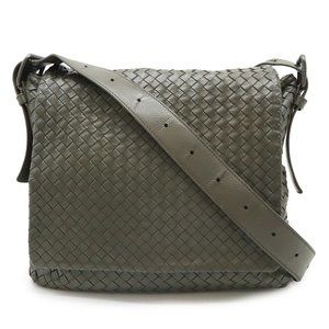 BOTTEGA VENETA Gray Leather Intrecciato Shoulder Bag